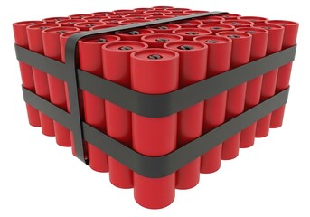 Red dynamite bundle tied with black bands, representing danger and explosive power.
