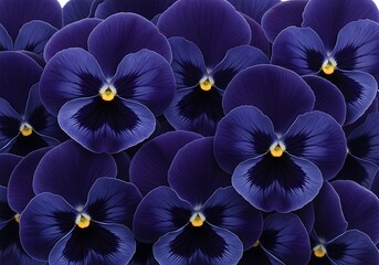 Deep violet pansy flowers close-up creating a lush vibrant floral background pattern