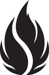 Abstract Black Flame or Fire Symbol with White Swirl on White Background icon