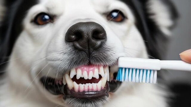 Canine Dental Hygiene Brushing Healthy Dog Teeth for Superior Oral Care and Pet Health, Clean Animal Focus on Essential Hygiene and Happy Dogs Grin