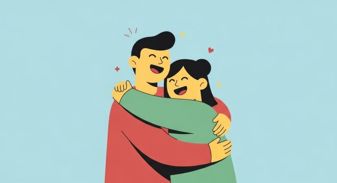 Happy couple embracing with joy and affection, celebrating their love and connection. - Powered by Adobe