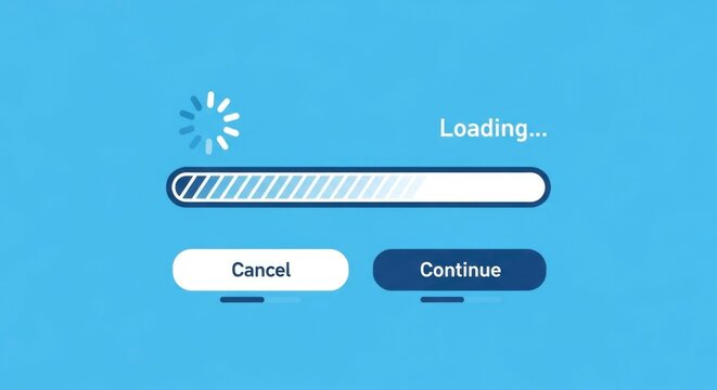Loading Progress Bar with Cancel and Continue Buttons.