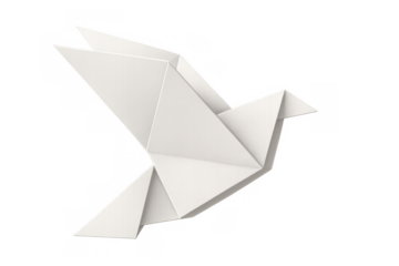 Origami paper white dove flying, symbolizing peace, freedom, and hope with transparent background