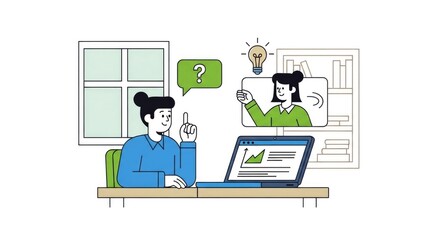 Fototapeta premium Online Learning and Remote Collaboration Concept Illustration.