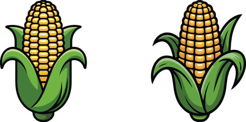 Corn Vegetable Cartoon Illustration Set