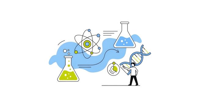 Science Illustration - Chemistry, Biology, and Physics Concepts Depicted.