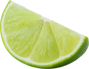Fresh lime wedge slice isolated on transparent background