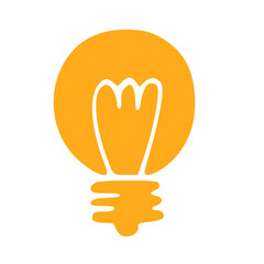 Handdrawn Light Bulb Idea Concept Icon for Creative Illustration
