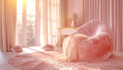 Cozy minimalist modern home interior with abundant natural light and a functional workspace