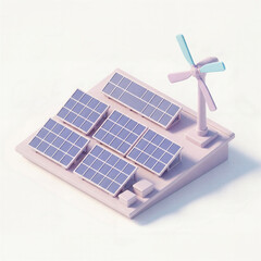 Renewable energy innovations solar and wind power model indoor 3d visualization clean energy concept