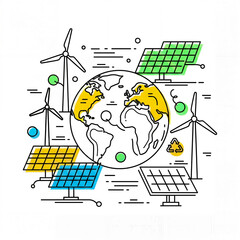Promoting renewable energy solutions global sustainability infographic illustration modern design educational concept