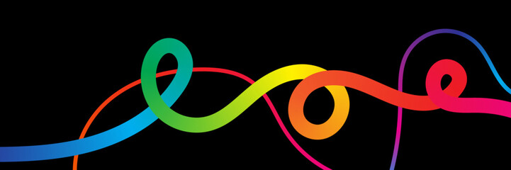 Abstract  Wavy Rainbow Background with Gradient Color Lines Shapes. Vector Lines Pattern. Fluid Graphic Design Element