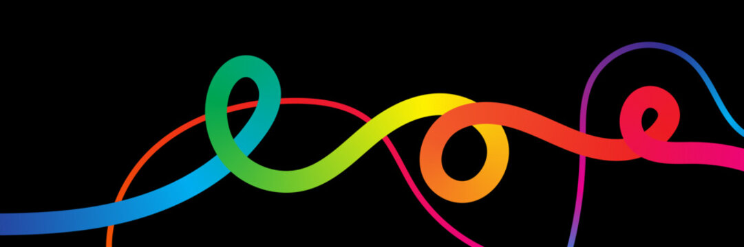 Abstract  Wavy Rainbow Background with Gradient Color Lines Shapes. Vector Lines Pattern. Fluid Graphic Design Element
