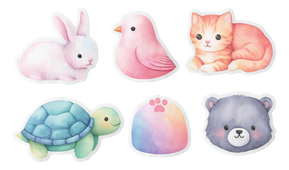 Fototapeta premium Colorful Watercolor Animal Silhouettes Collection for Gentle Sticker Designs