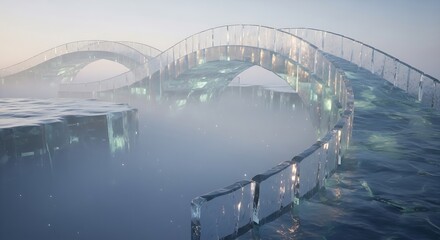Abstract Glass Structure - A Modern Architectural Wonder in Soft Light.