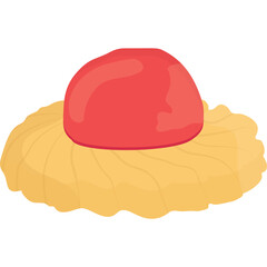 Red Glazed Cherry Dessert atop a Fluffy Golden Pastry Nest on Transparent Background
