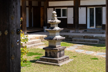 Obraz premium stone pagoda at the front yard in a Buddhist temple