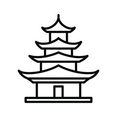 Simple black outline icon of a traditional multitiered asian pagoda