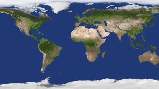 World map spinning motion global view planet
