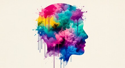 Unleash your colorful creativity with this vibrant head profile artful design concept
