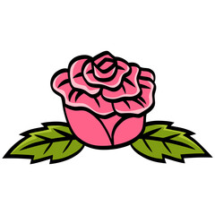 Pink Rose Vintage Retro Classic Illustration Art