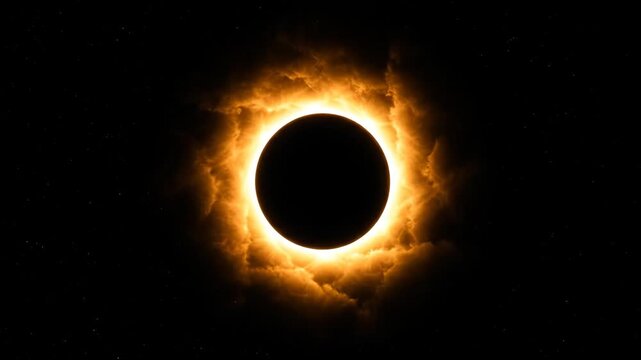 Total Solar Eclipse Views Fiery Corona, Dark Moon, Suns Atmosphere, Celestial Spectacle in Space, Astronomical Wonder and Awe