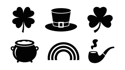 St patricks day symbols silhouette collection