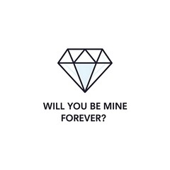 Fototapeta premium Diamond Ring Proposal Will You Be Mine Forever.