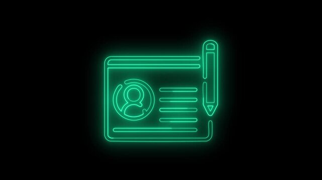 Neon personal data icon animation loop