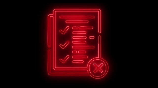 Neon glowing sign showing check mark icon