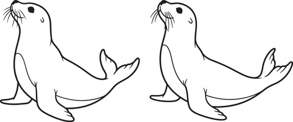 Naklejka premium Two seals looking up in silhouette