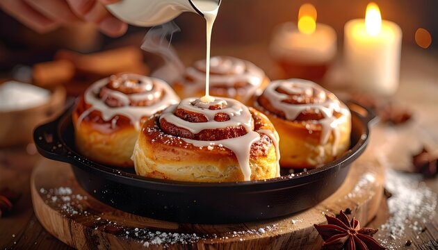 Warm and sweet cinnamon rolls drizzled with icing, perfect for a cozy morning treat