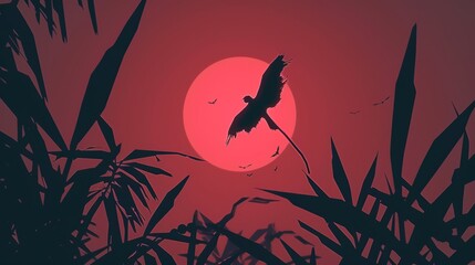 Enchanting witch soaring over an autumn forest under a mystical glowing moon in a fantasy scene