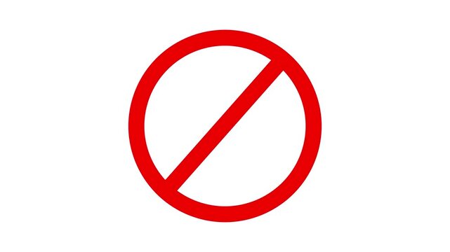 Red forbidden sign appearing on white screen