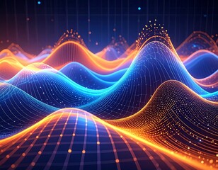 Abstract digital waves representing data flow and analysis, a visualization of information