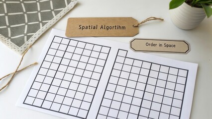 Conceptual Framework for Spatial Algorithm with Grids and Labels on Modern Workspace Background