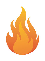 Fire flame vector, flat style orange and yellow burning icon isolated on white — stock vector