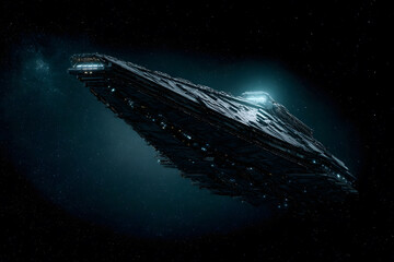 Fototapeta premium Massive Futuristic Starship Navigating Deep Space