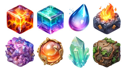 Glossy 3D Elements with Magical Cores for Fantasy Illustrations and Designs