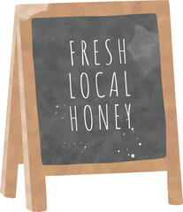 Fresh Local Honey Chalkboard Sign &ndash; Watercolor Illustration