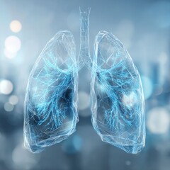 Lungs image: A striking visual representation of the intricate network of lungs, highlighted by a subtle gradient of cyan against a soft, unfocused background.