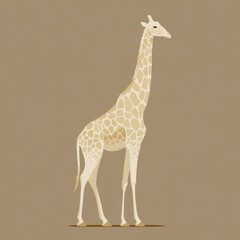 Giraffe in Profile: A solitary giraffe, renowned for its towering height and distinctive patterned coat, stands in graceful profile against a neutral backdrop.