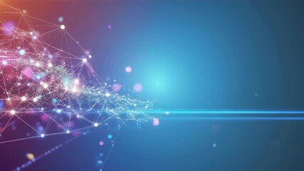 Abstract network of glowing nodes and lines in a digital space - Powered by Adobe