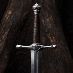Ancient Blade's Essence: A majestic sword, meticulously crafted with intricate detailing, stands as a testament to historical artistry, evoking tales of valor.