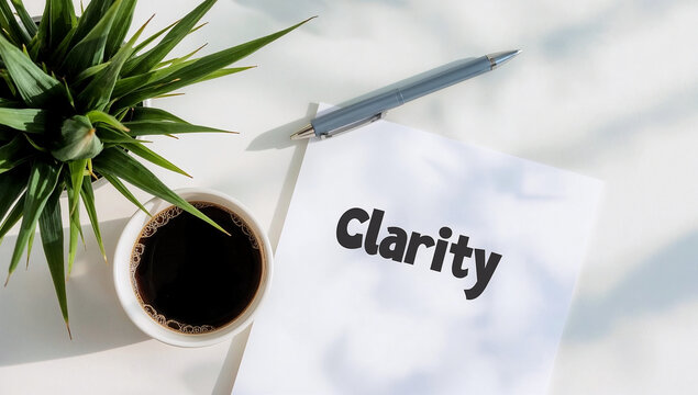 Tranquil still life workspace with coffee and clarity