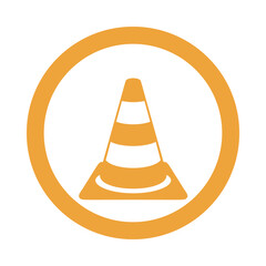 Traffic cone vector icon, flat orange symbol with circular border — stock vector