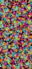 Colorful cat paw prints, overlapping pattern phone wallpaper, cheerful rainbow tone mobile background