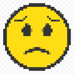 Pixelated Sad Face Expression Emoticon Design Graphic Illustration Asset