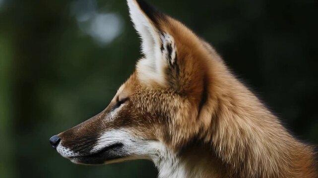 Majestic Maned Wolf Profile in Soft Natural Light with Blurry Green Background.