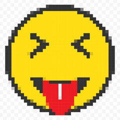 Retro Pixelated Face With Tongue Out Emotion Design Illustration